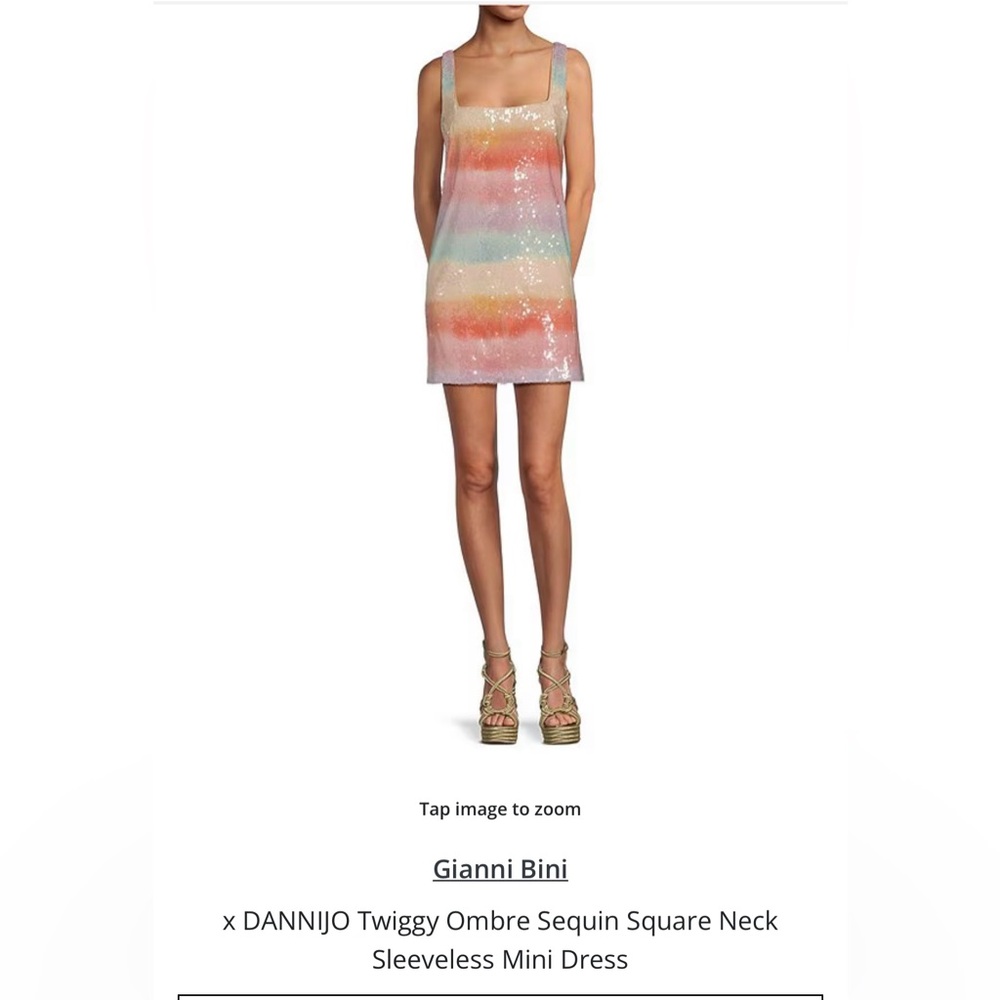 Gianna Bini x DANNIJO Sequin Dress + Gold Strappy Shoes